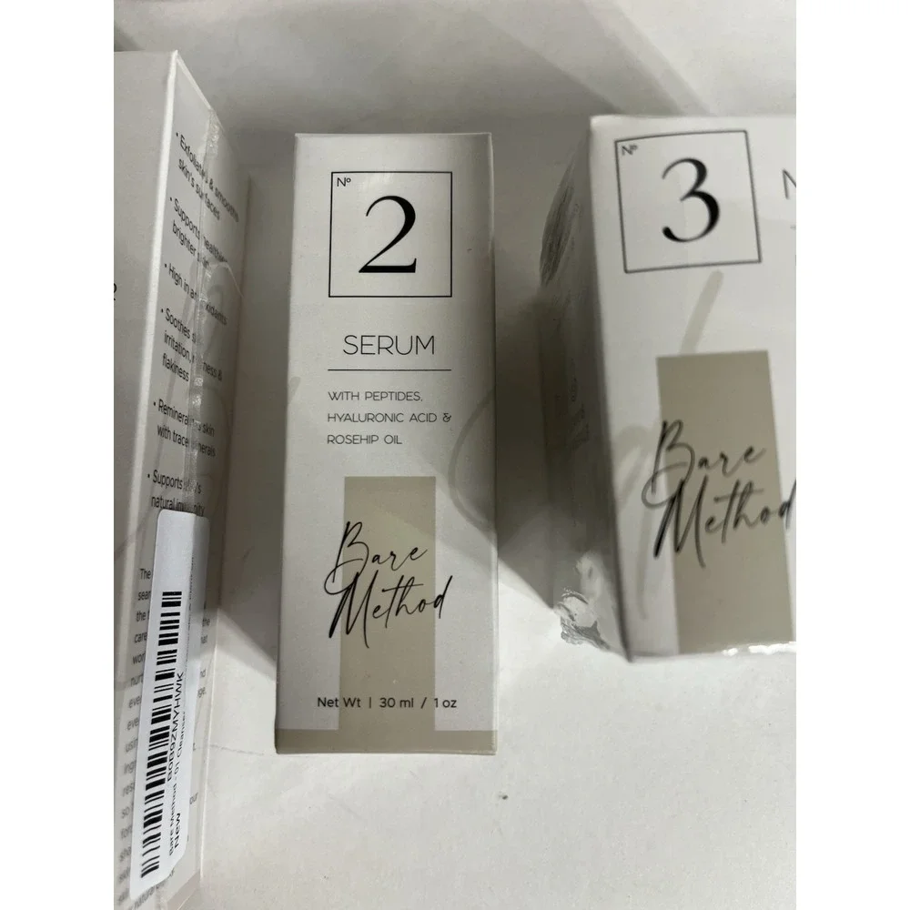 Bare Method Skincare Bundle 4Step Facial Kit Cleanser Serum Moisturizer Mask NEW
